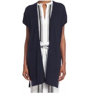 Vince Long Blue Short Sleeve Cardigan Size Medium